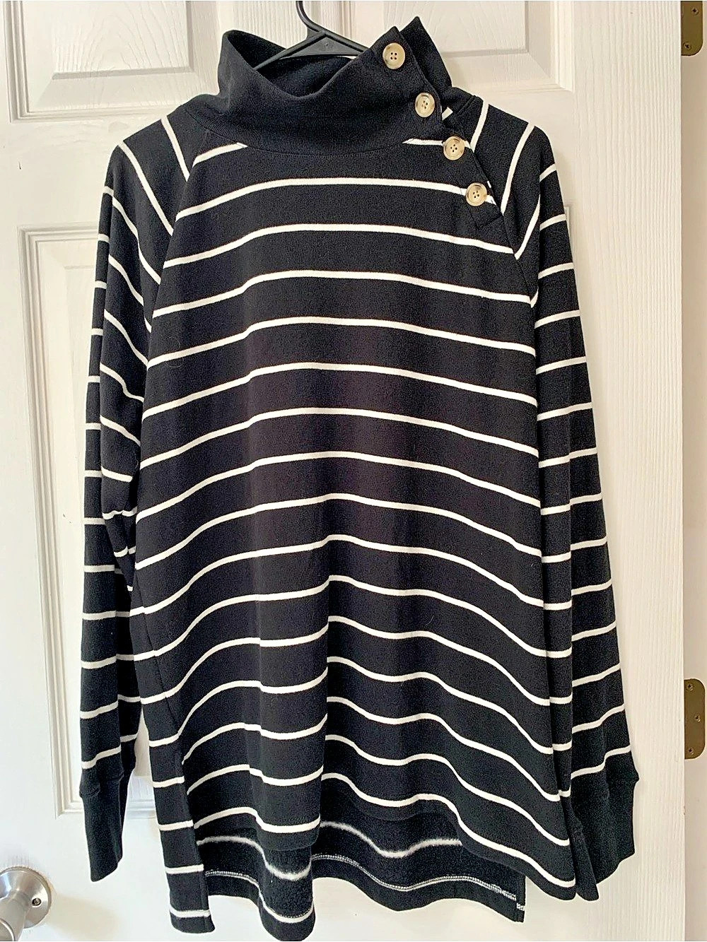 J.Crew Striped Cowl Neck Sweater in Black & White Size Large